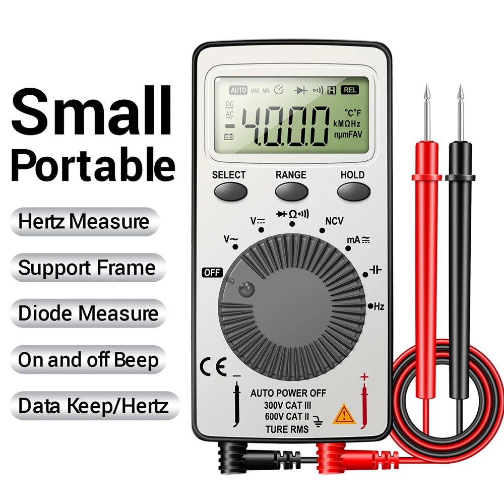 Mini Multímetro Digital com Test Lead Testadores de Bolso Profissionais Corrente de Tensão dc e ac Medidor Lcr Aneng-an101