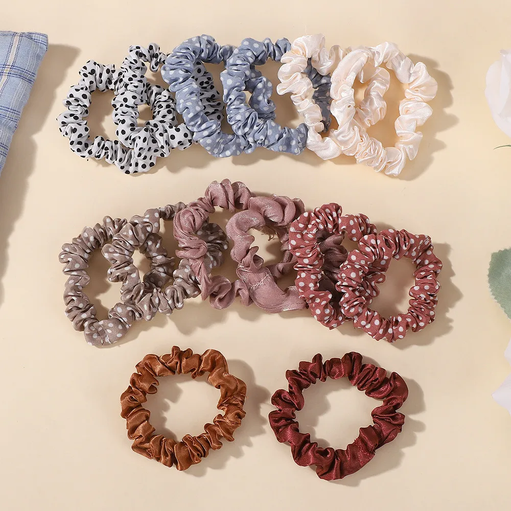 Ramdom اللون 20 قطعة النساء دوت الحرير توك شعر للفتيات الشعر حبل ذيل حصان حامل أغطية الرأس إكسسوارات الشعر بالجملة