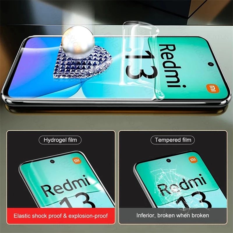 8 In 1 999D Hydrogel Film For Redmi13 Redmi 13 4G Case Full Glue Screen Protector Camera Glass Little Poko Poco M 6 M6 PocoM6 4G