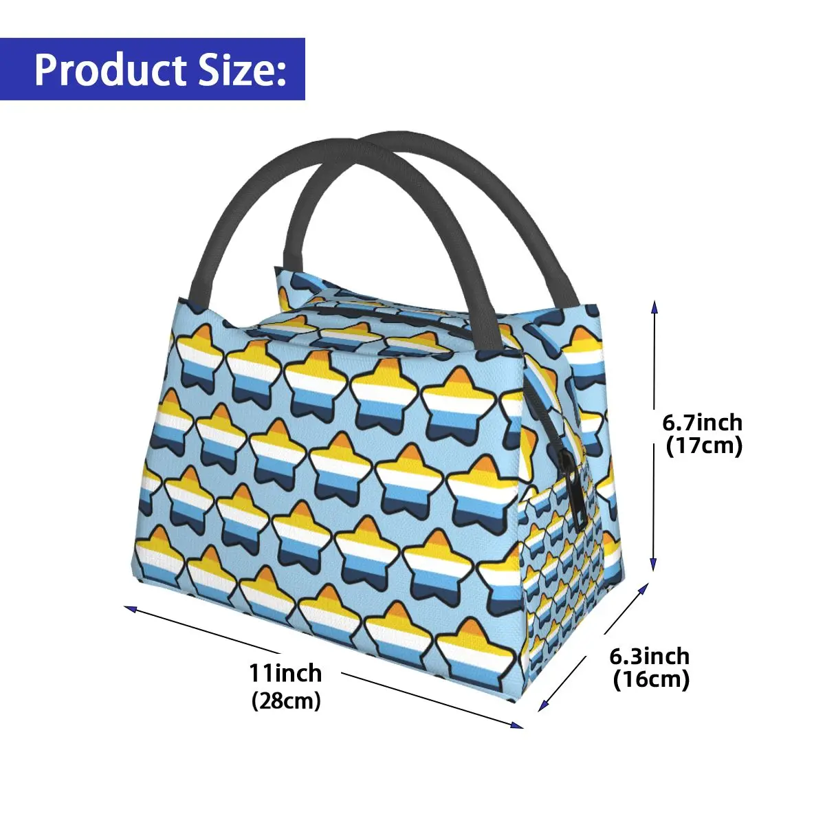 Aroace Flag Star Insulated Lunch Bag for Women Kids Leakproof Food Boxes Thermal Lunch Box Tote