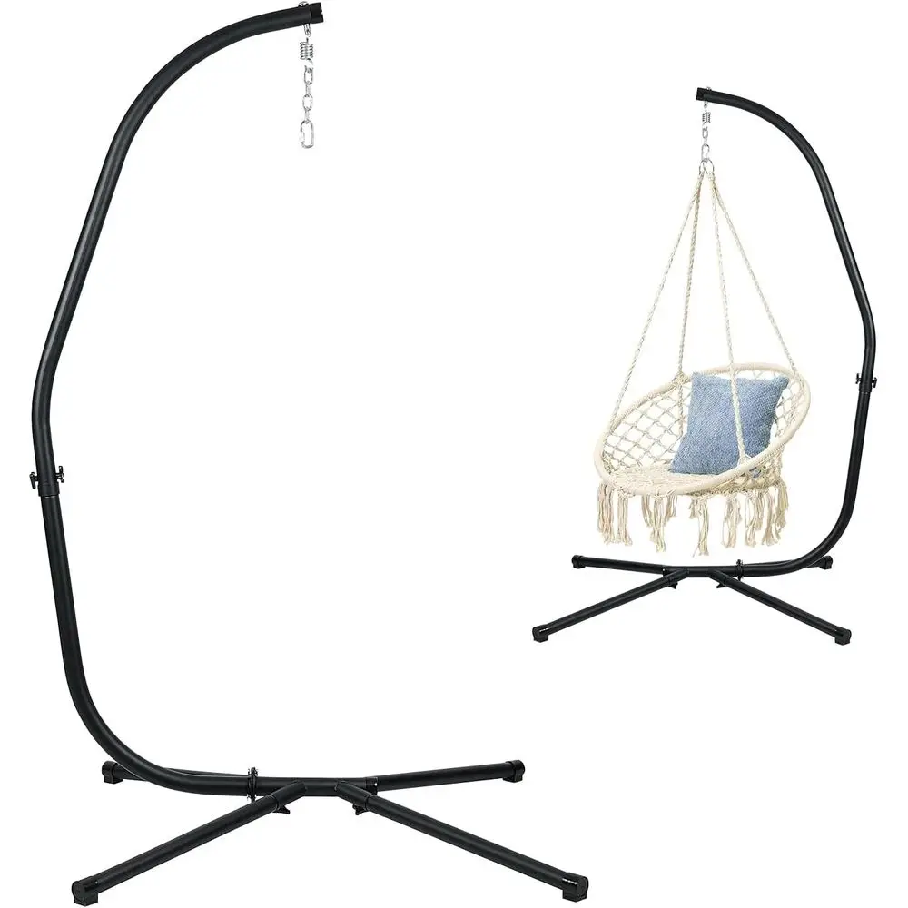 

Aoodor Patio Hammock Stand Only, Hammock Chair Metal C-Stand with Hanging Chain, Max Load 330lbs, Black