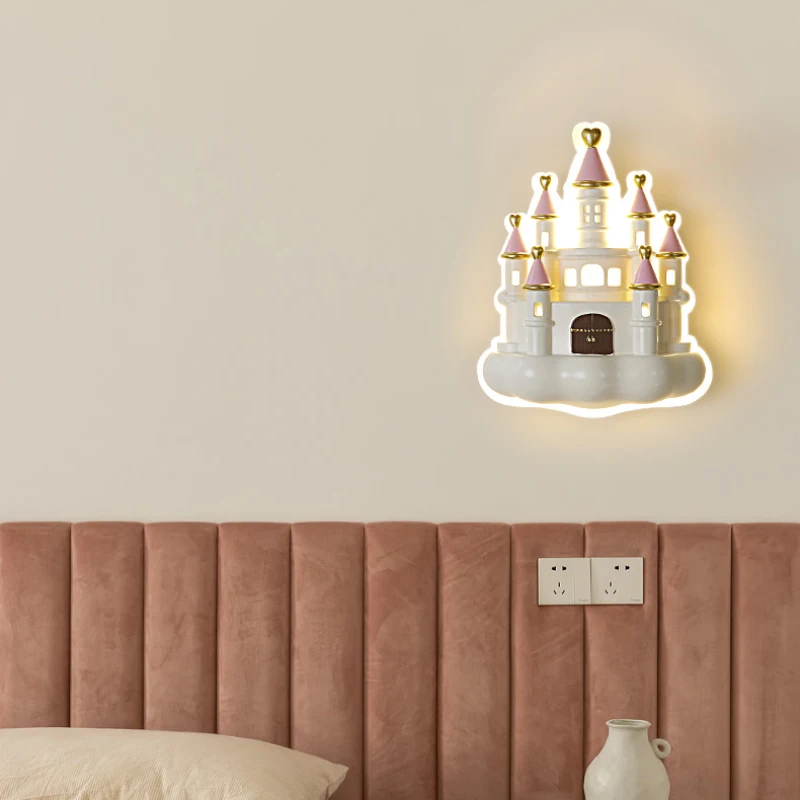 Cartoon Castle Wall Lamps Cute Princess Room Bedside Light Modern Creative Little Girl Children\'s Room Bedroom Decor Wall Lights