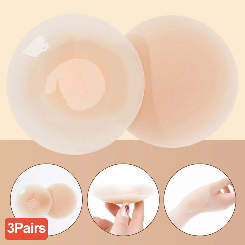 Brustwarzenabdeckung, Pasties, Silikonklebstoff, klebriger BH-Einlage für Frauen, wiederverwendbarer Brustpolster-Aufkleber, unsichtbares Brustband, No-Show-Einsatz