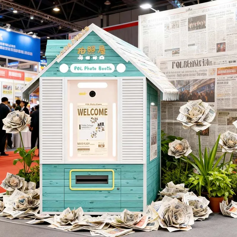 Customized Photo Booth Photobooth Newspapers Self-Service Press Tent Kiosk for Selfie Fun Compatible Party Korean Style