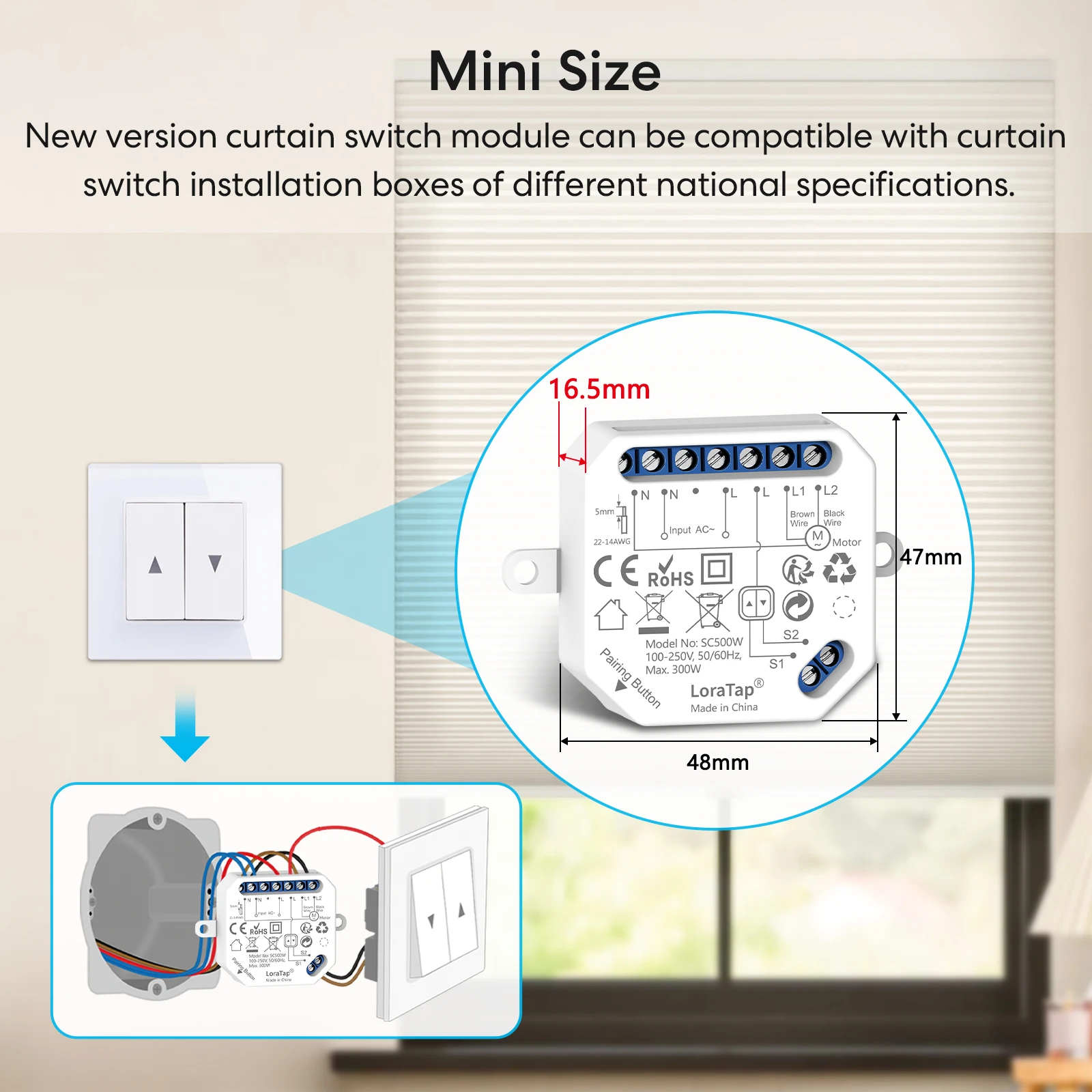 LoraTap Tuya Smart WiFi Curtain Switch Relay Module for Roller Shutter Window Blinds Google Home Alexa Voice Control New Version view 5