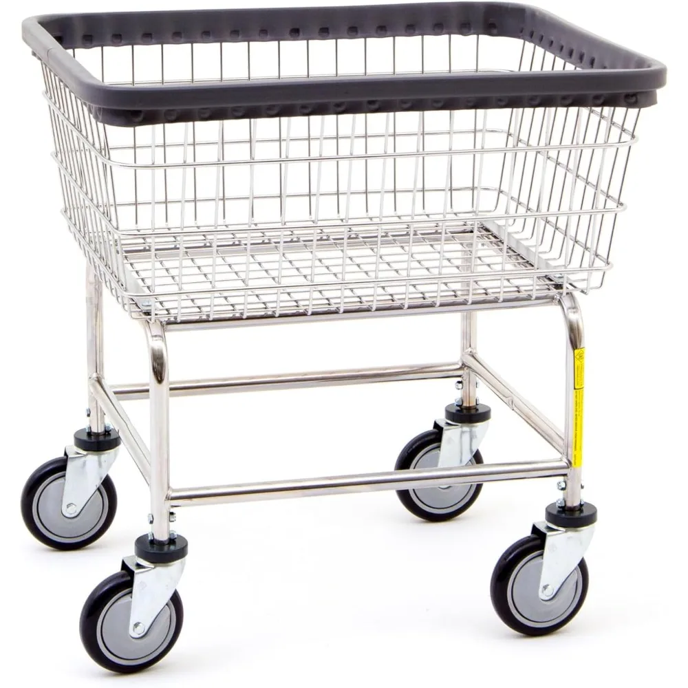 

Heavy Duty Steel Laundry Cart with 5 Caster Wheels Commercial Laundry Basket 2.5 Bushel Industrial Bumper