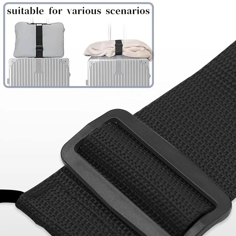 حزام أمتعة كلاسيكي أسود قابل للتعديل مضاد للسرقة مع إغلاق آمن بإبزيم وحلقة