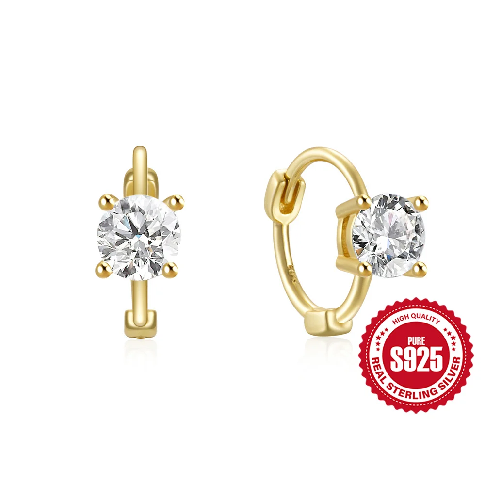 CANNER Fashion Mini White Zircon Cute Hoop Earring New S925 Sterling Silver Loops Pendant Huggie Earring For Women Jewelry Gifts — zdjęcie 7