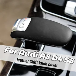 Leather Auto Gear Shift Knob Cover Lever Cap Stick Shifter for Audi A8 D4 4H S8 2012 2013 2014 2015 2016 2017 trim Accessories
