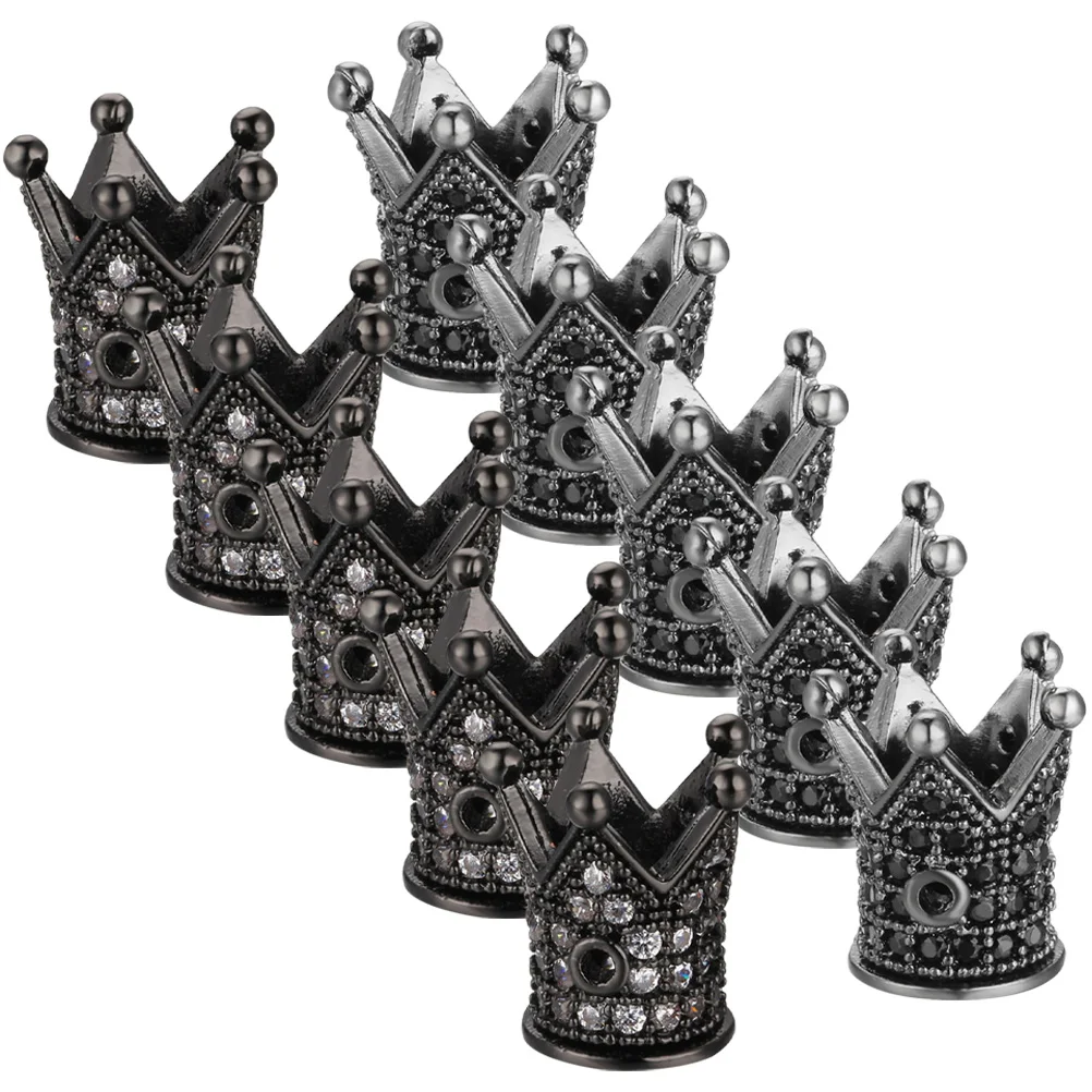 

10 Pcs Crown Beaded Accessories Beads for Jewellery Making Big Hole Bracelet Necklace Copper Jewelry Small Alloy Crowns