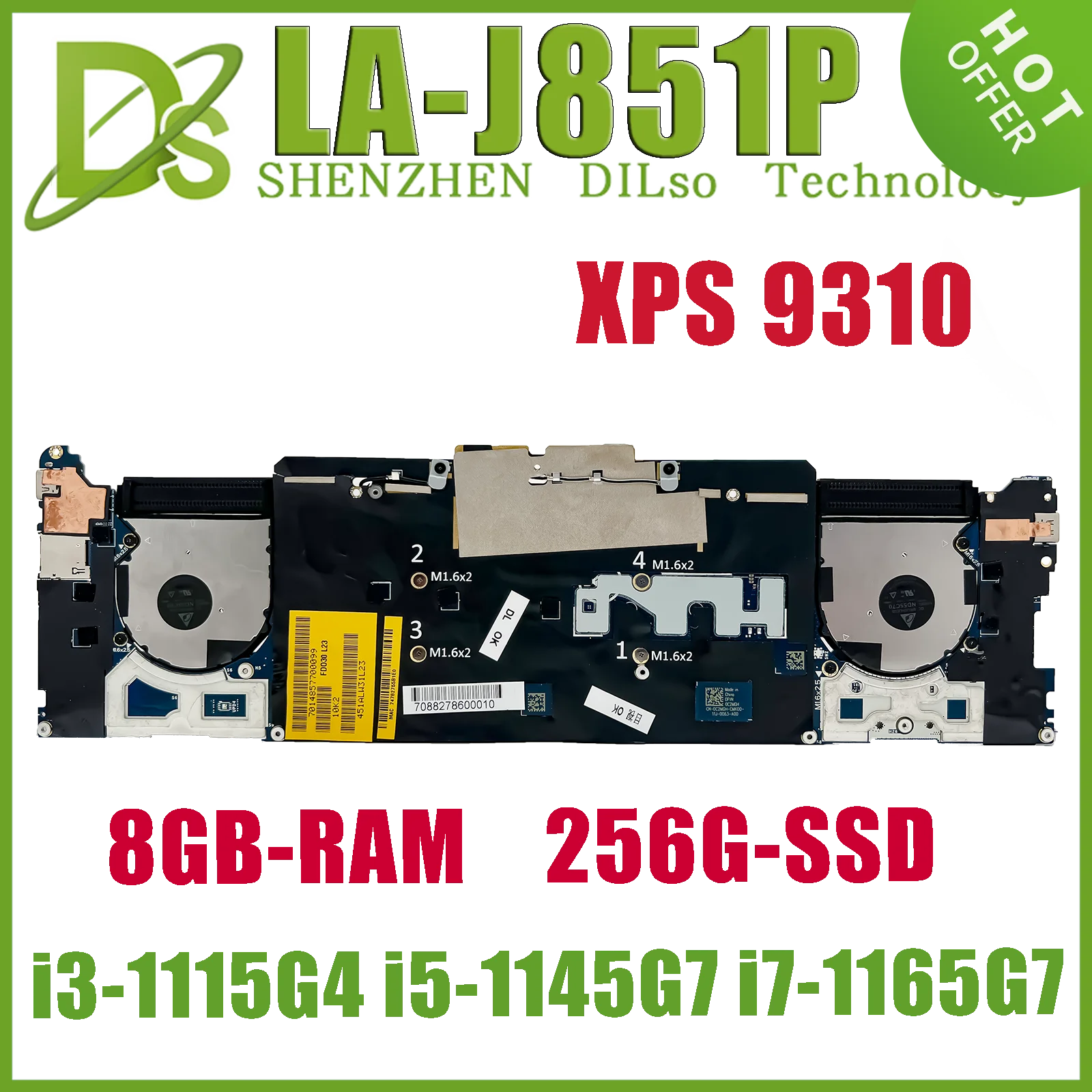 

KEFU EDO30 LA-J851P Mainboard For Dell XPS 13 9310 Laptop Motherboard With i3-1115G3 i5-1145G7 i7-1165G7 8GB-RAM 256G-SSD UMA