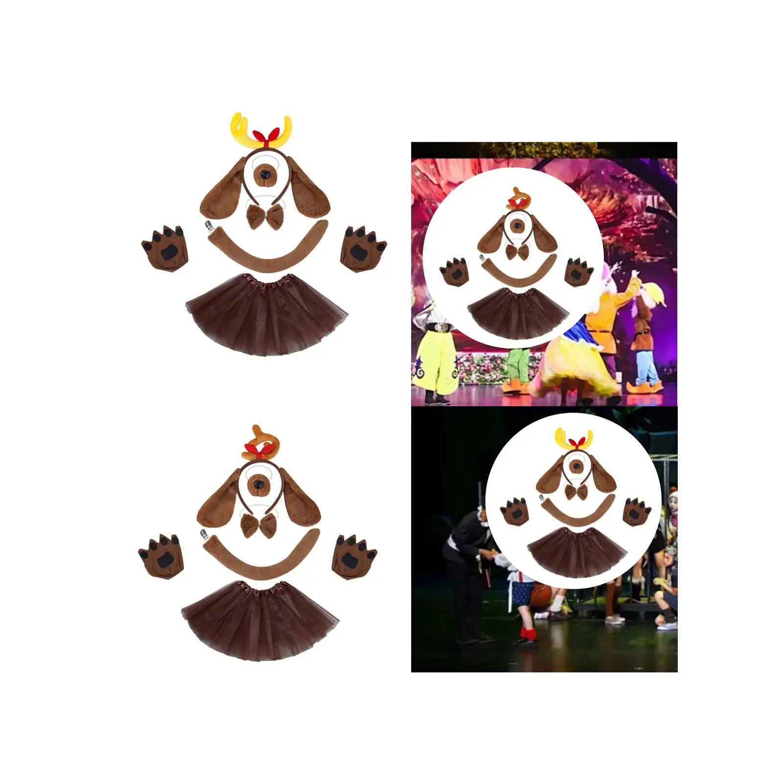 Puppy Hond Kostuum Kerstmis voor Kinderen Volwassenen Haarband Podium Hoofddeksels Set Carnaval