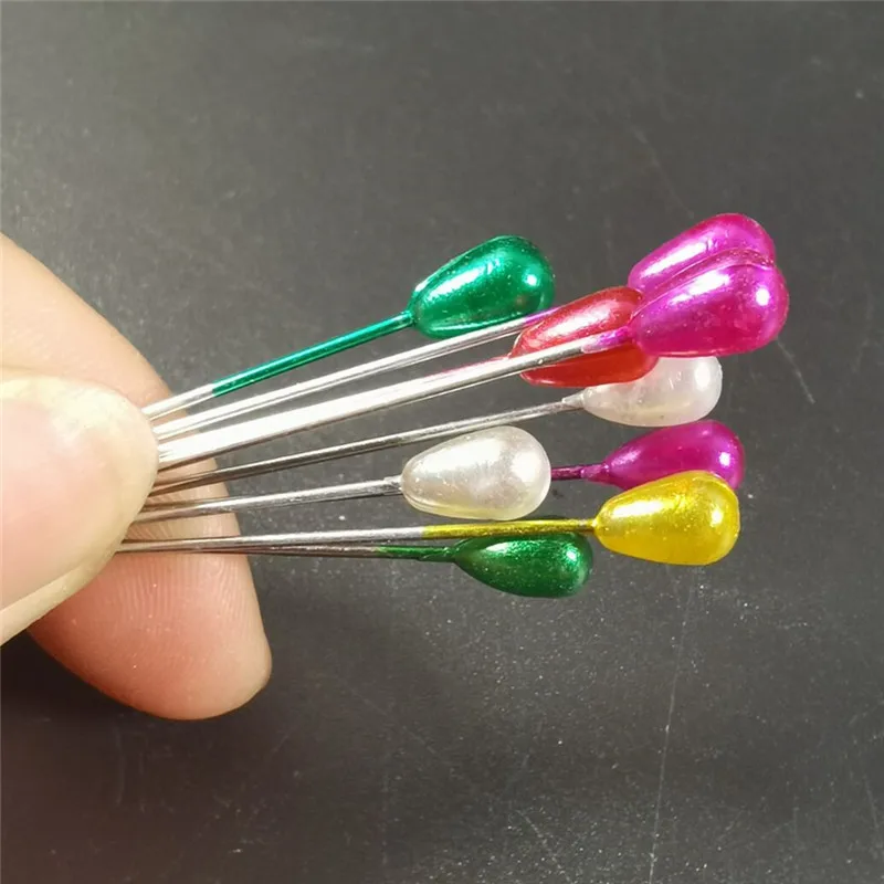 50PCS Rainbow Color Pearl Head Needles Stitch Straight Push Sewing Pins Dressmaking DIY Sewing Tools Positioning Needle 5.5cm