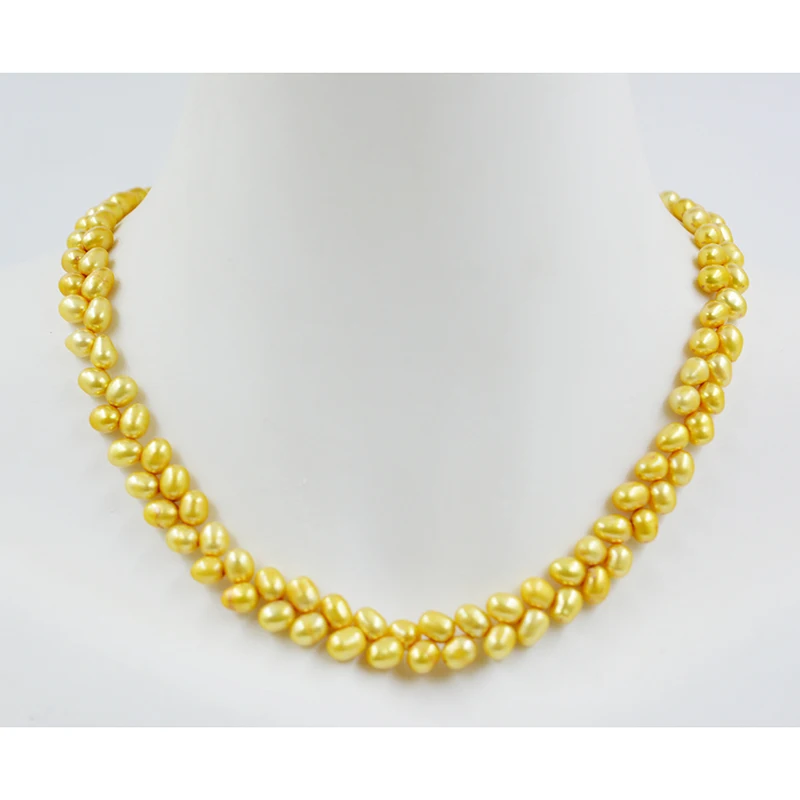 

Exquisite/Pretty! girl necklace. 6MM AAA Natural Baroque Wheat Ear Shape Pearl Necklace 16"