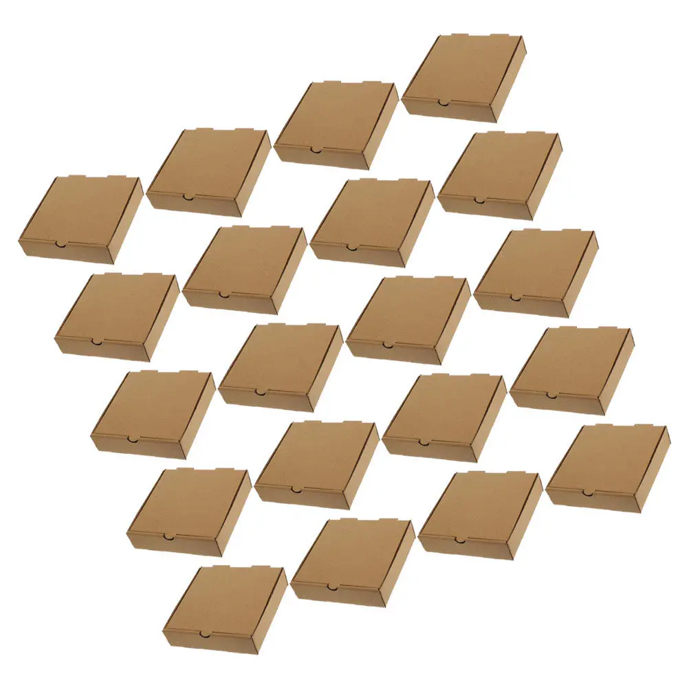 20Pcs Flat Kraft Pizza Boxes Pre-Fold Corrugated Takeaway Food Containers Ideal for Protection Freshness Brand