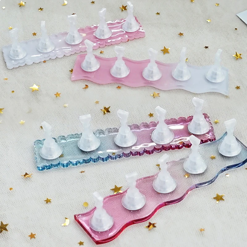 

1Pcs Acrylic Nail Holder With Base Showing Shelves Nail Stand For Press On Nails Fake Nail Tips Training Display Organizer