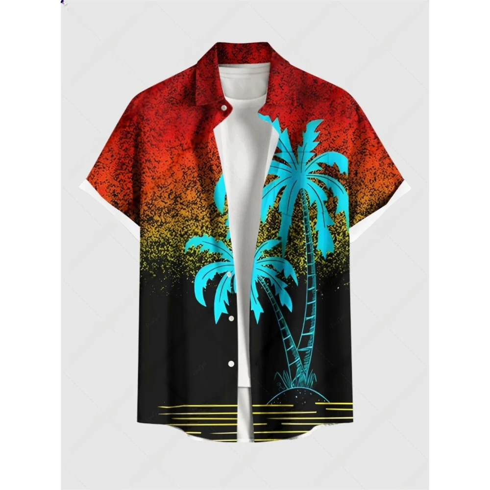 Hawaiian Retro Shirt Geometric Print Men's Summer Casual Flower Korean  Short Sleeve Tops Casual Shirt for Men Short Sleeve Shir