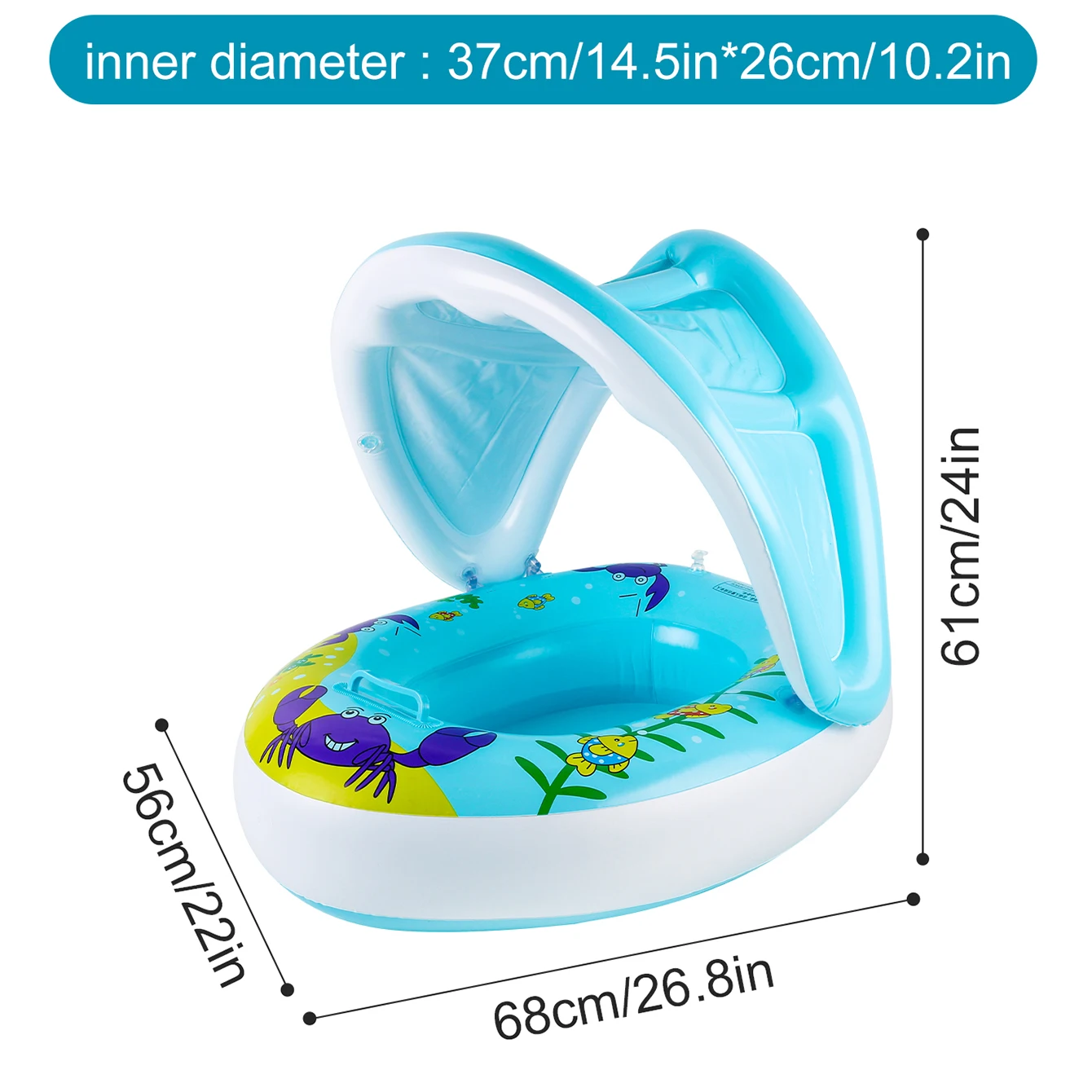Anillo de asiento de dosel de sombrilla inflable grueso, flotador de piscina minimalista de verano para uso en las axilas, perfecto para la playa, 1 ud.