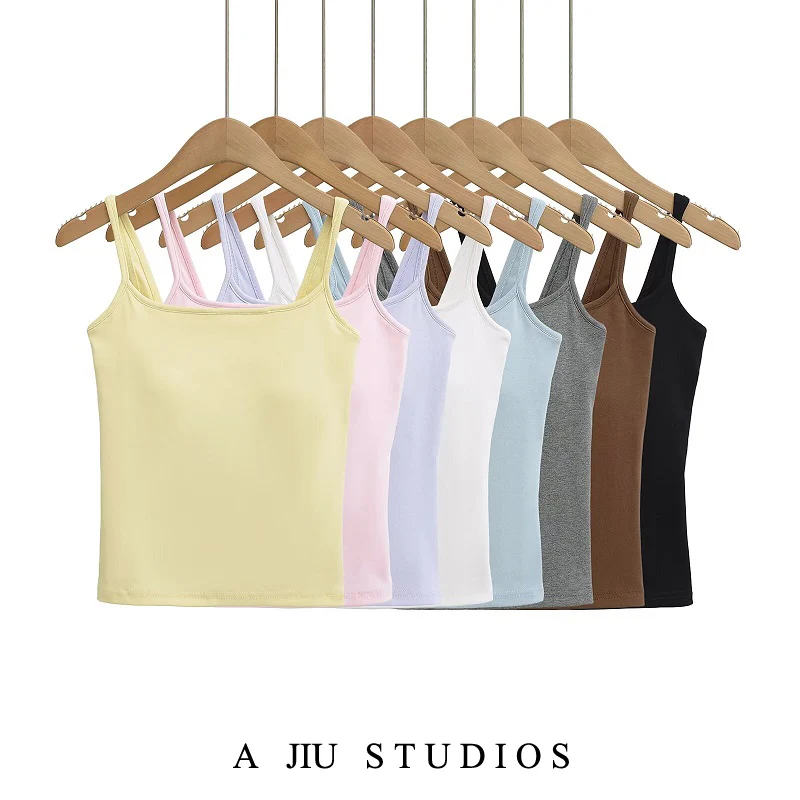 

Street Sle Spicy Girl Pure Desire Strap Vest Women Summer Outdoor Wear with Chest Pad Bal Sexy Tight Base ort Top