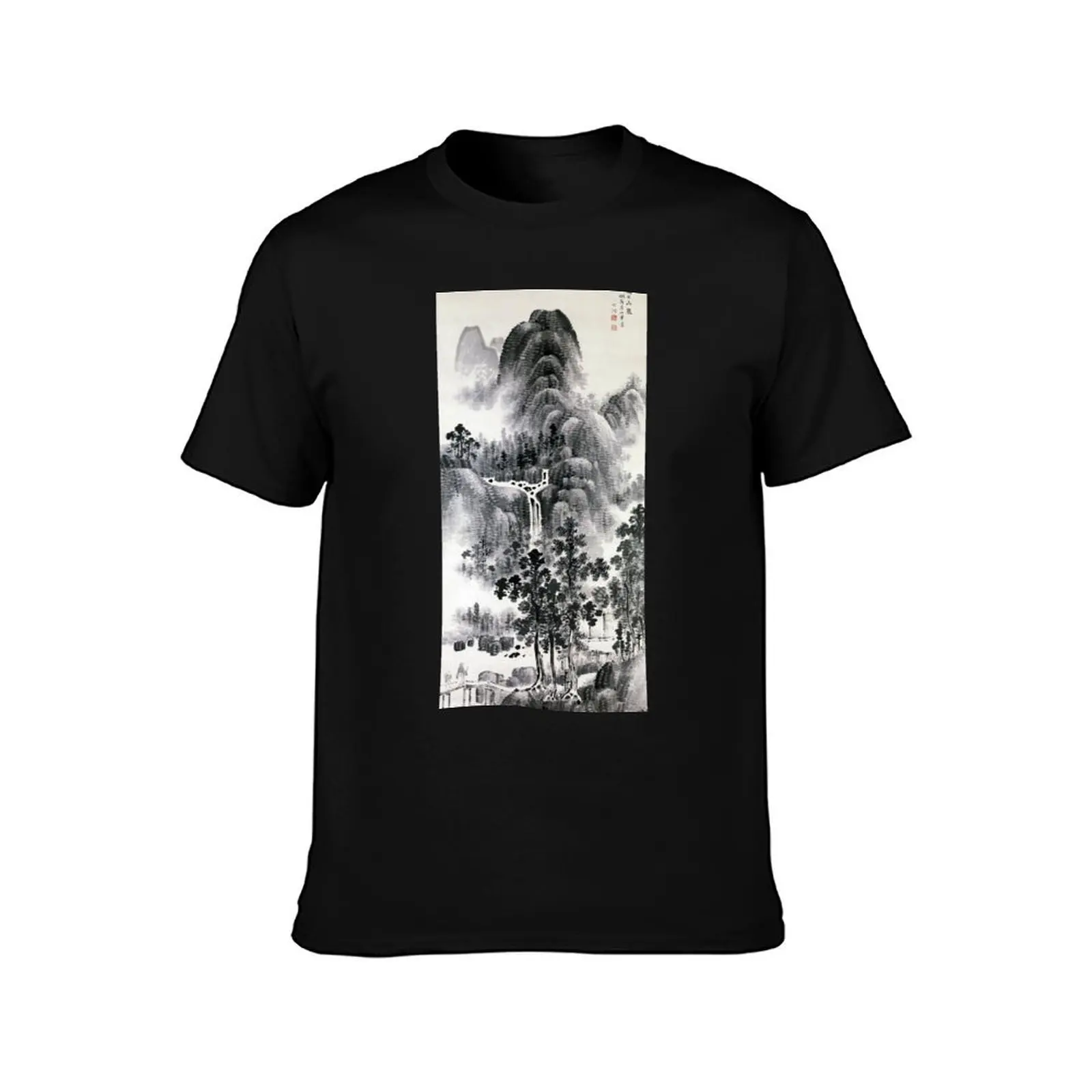 Mountain Stream on a Summer Day, (Restored Japanese Artwork) T-Shirt Fashion Graphic Tee for Men T-Shirt