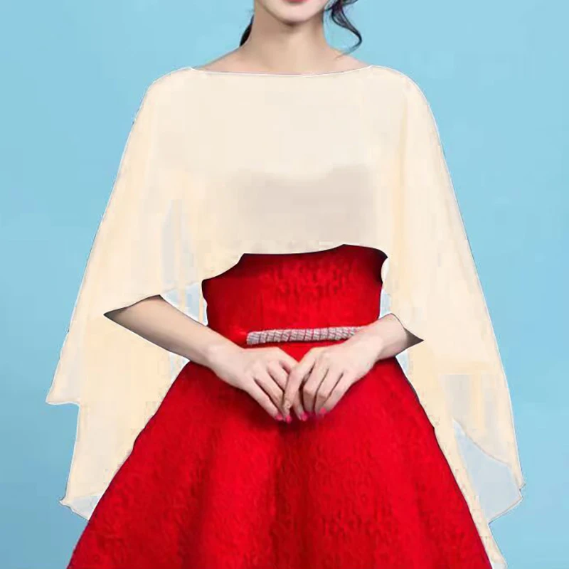 Frauen Chiffon Cape Bolero Femme Mariage Chalas Mujer Abend Hochzeit Braut Jacke Wraps Zubehör Peleryna Mantel Boda Schal – Detail 3