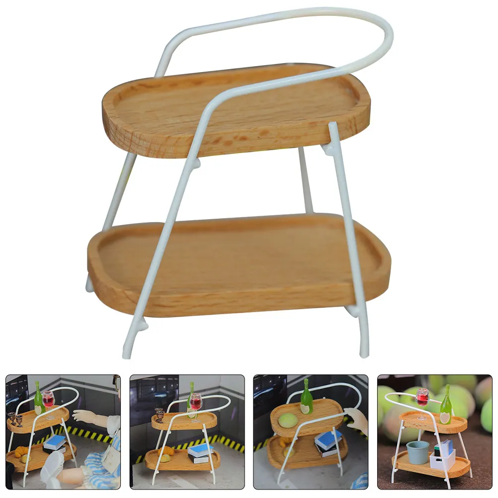 

2Pcs Miniature Wooden Storage Shelf Mini House Furniture Decorative Small Stand for Plant Pot Display Home Accessories