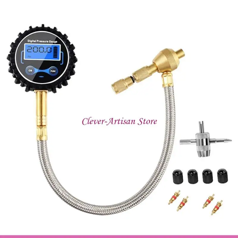 E06B Máy đo áp suất lốp kỹ thuật số 200 psi 4 cài đặt cho xe tải xe hơi