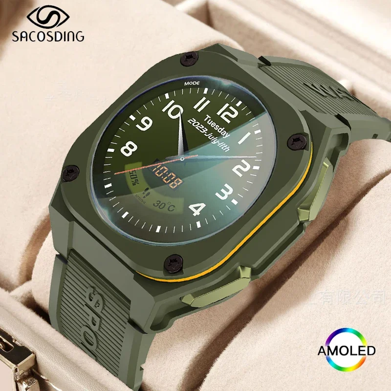 

2024 Men Smart Watch AMOLED Screen Always On Display Clock Women smartwatch Compass Sports SmartWatches 5ATM Waterproof Watches