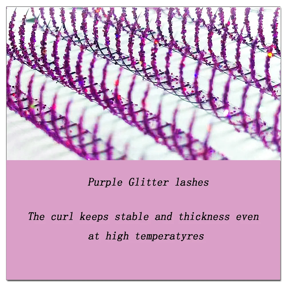 Ciglia a punta glitter argento viola blu Cosplay Natale Estensione ciglia individuale per ciglia all'ingrosso per Halloween