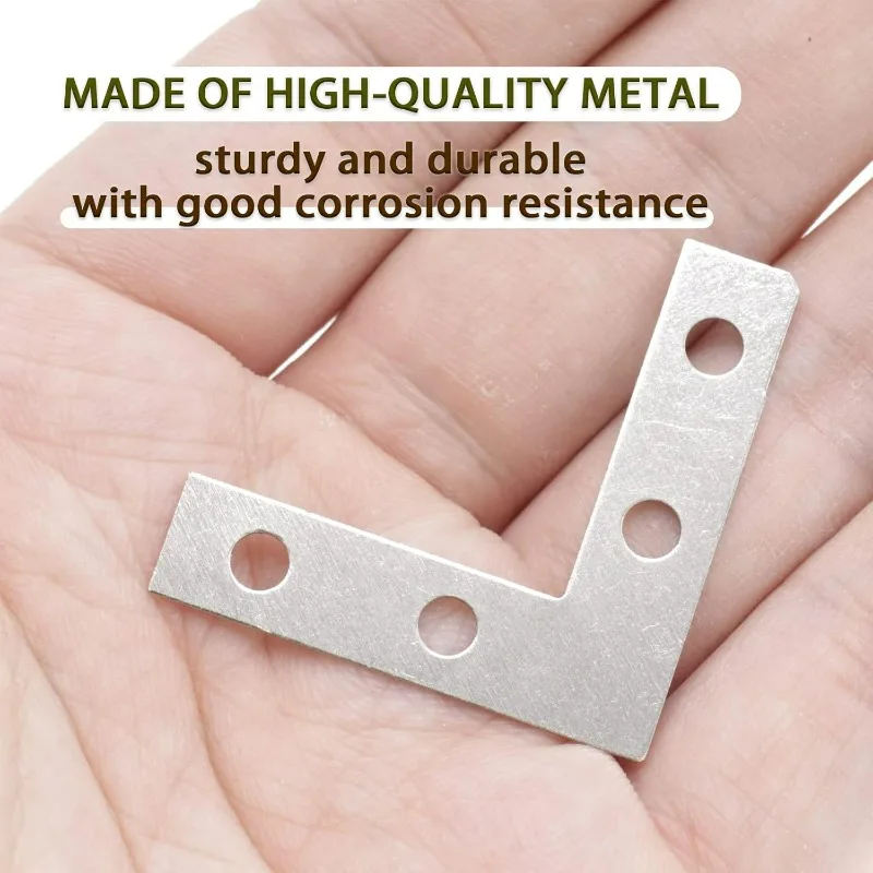 L Shape Bracket Code Right Angle Brackets for Wood Furniture Fixation Flat Mending Plates Brace for Wooden Frames Repairment
