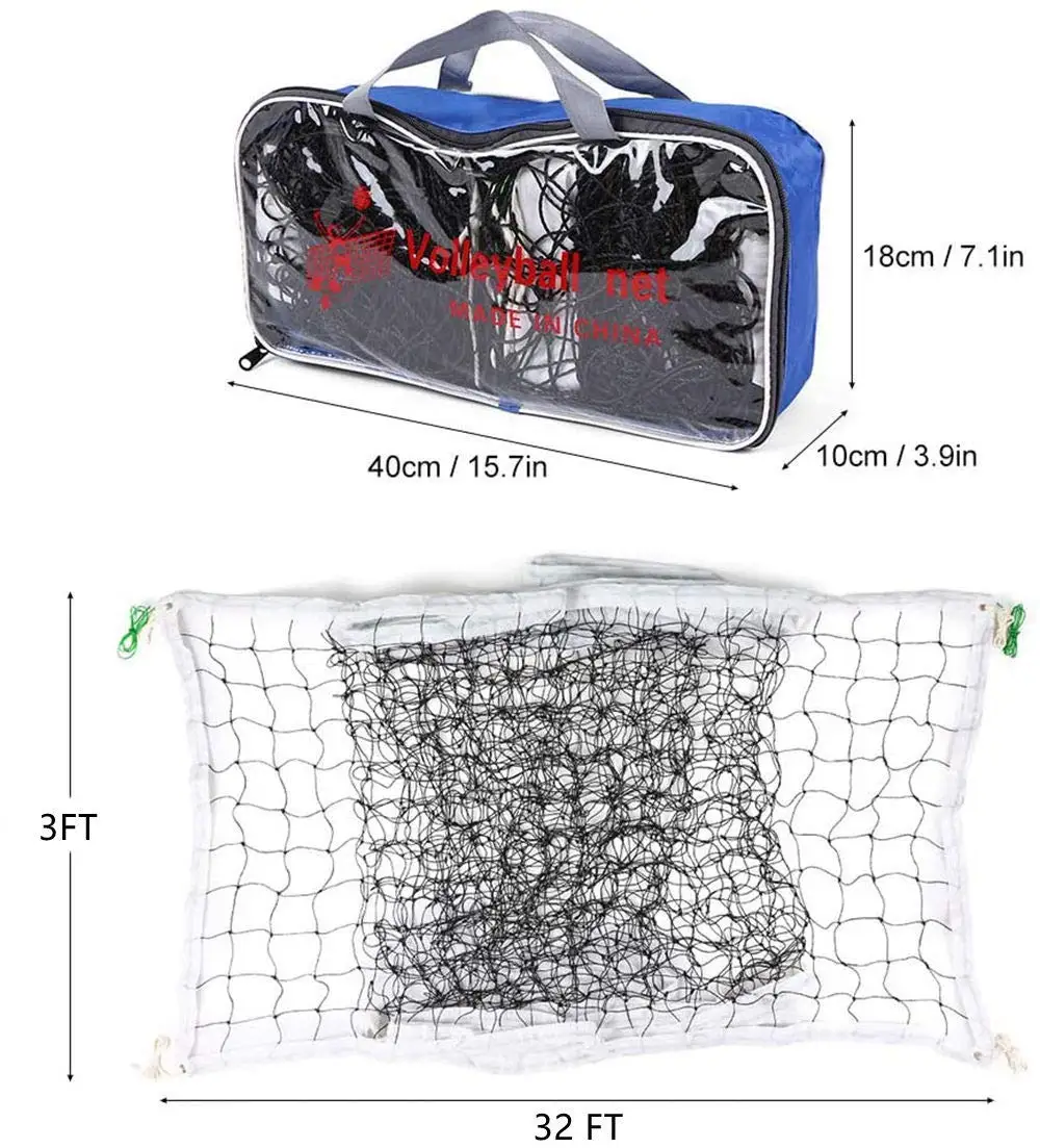 Professional Volleyball Net,Pool Volleyball Net with Aircraft Wire Rope, 32 FT x 3 FT, for Indoor and Outdoor (No Poles)