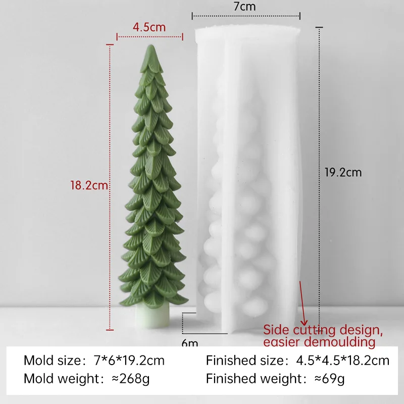 Christmas tree silicone candle mold handmade aromatherapy fir tree plaster resin mold long candle tree candle making material