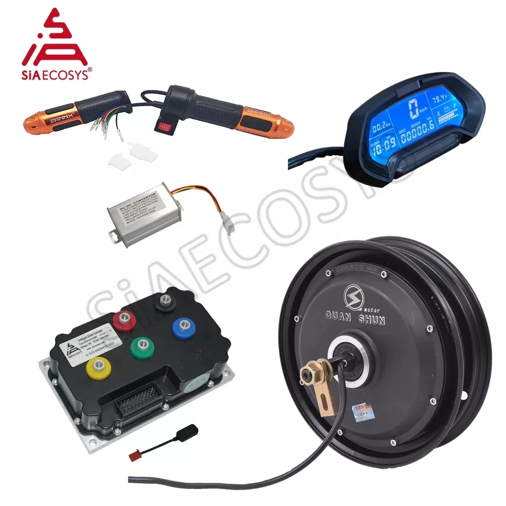 

QSMOTOR 10x2.15inch 3000W 60V/72V 80kph BLDC Hub Motor with Far Driver SIAYQ72120 Controller For Electric Scooter