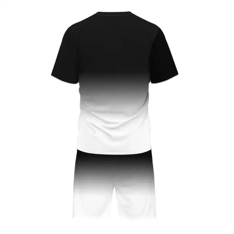 Set di abbigliamento da resort estivo alla moda da uomo in 2 pezzi, t-shirt a maniche corte sfumata da uomo e set di pantaloncini con coulisse tascabile