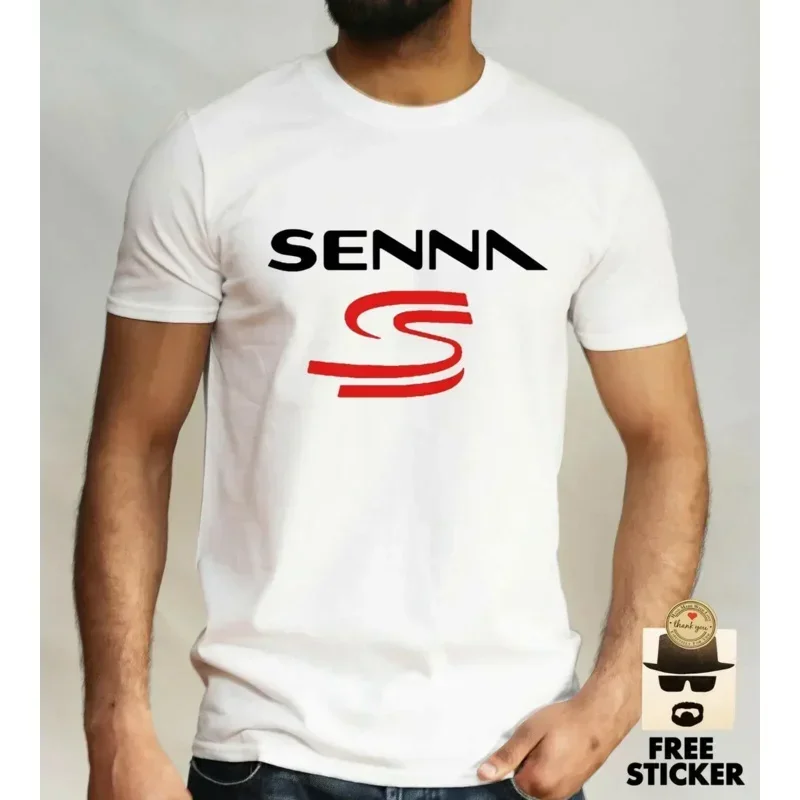 メンズayrton-senna-tシャツ、半袖トップ、世界的にインスピレーションを与え、凡例、フリーステッカー、ノベルティ、男性