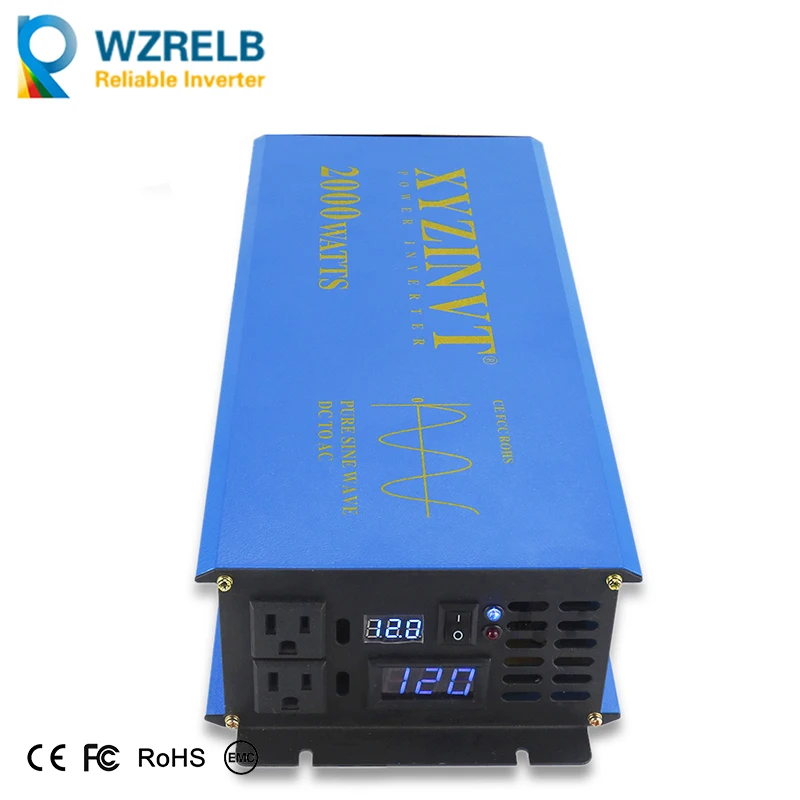 4KW Peak Pure Sine Wave Inverter 2000W Solar Panel Generator 12V 24V 36V 48V DC to 110V 120V 220V 230V 240V AC Voltage Converter
