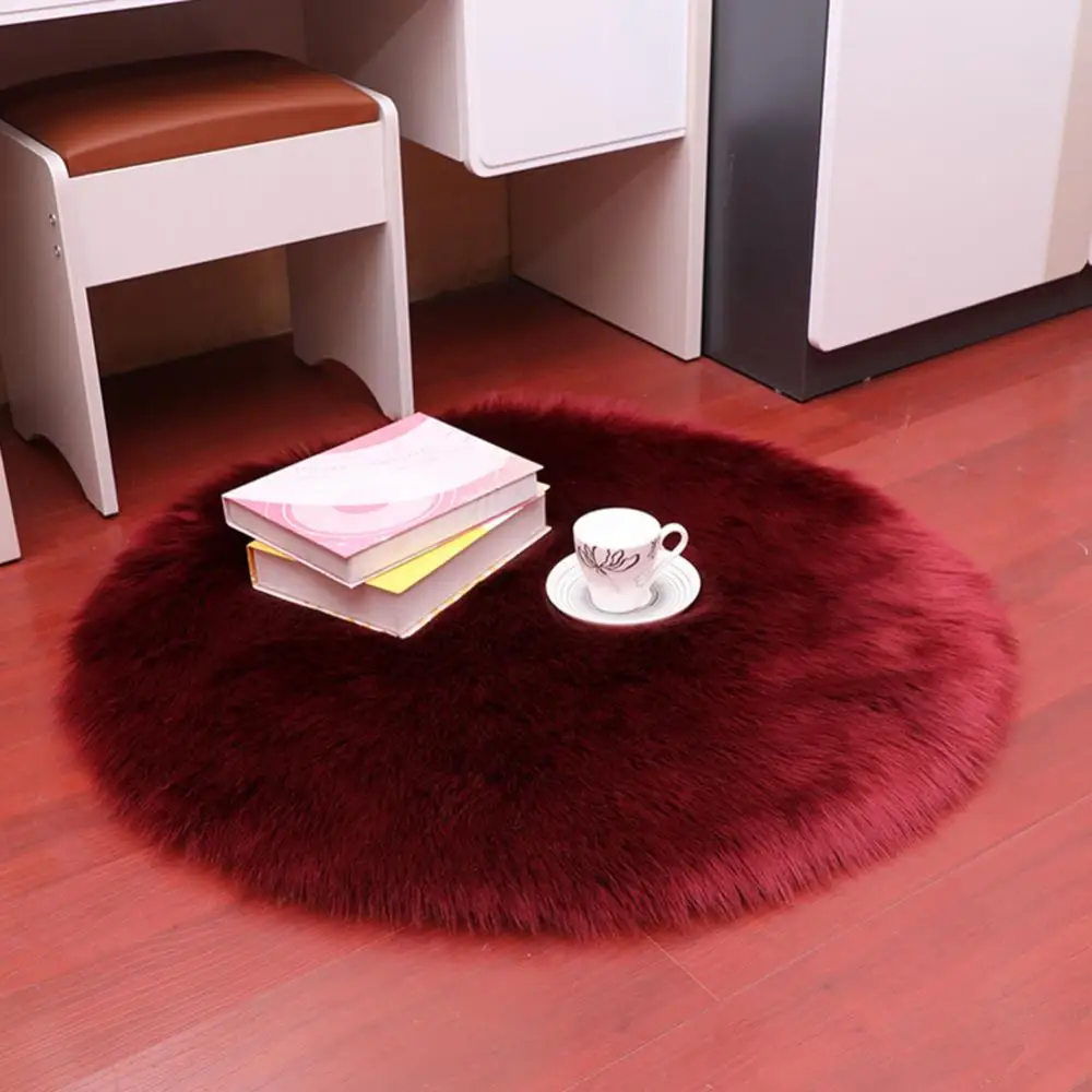 30/35/40/45cm Round Plain Fluffy Rug Pad Carpet Bedroom Mat Cover For Living Room Home Decoration Kid Room Salon Thick Pile Rug