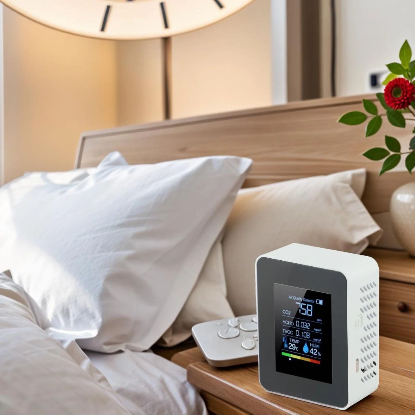 Portable Air Quality Monitor Air Quality Monitor Rechargeable Lithium-ion Battery USB Charging Home Air Quality Monitoring