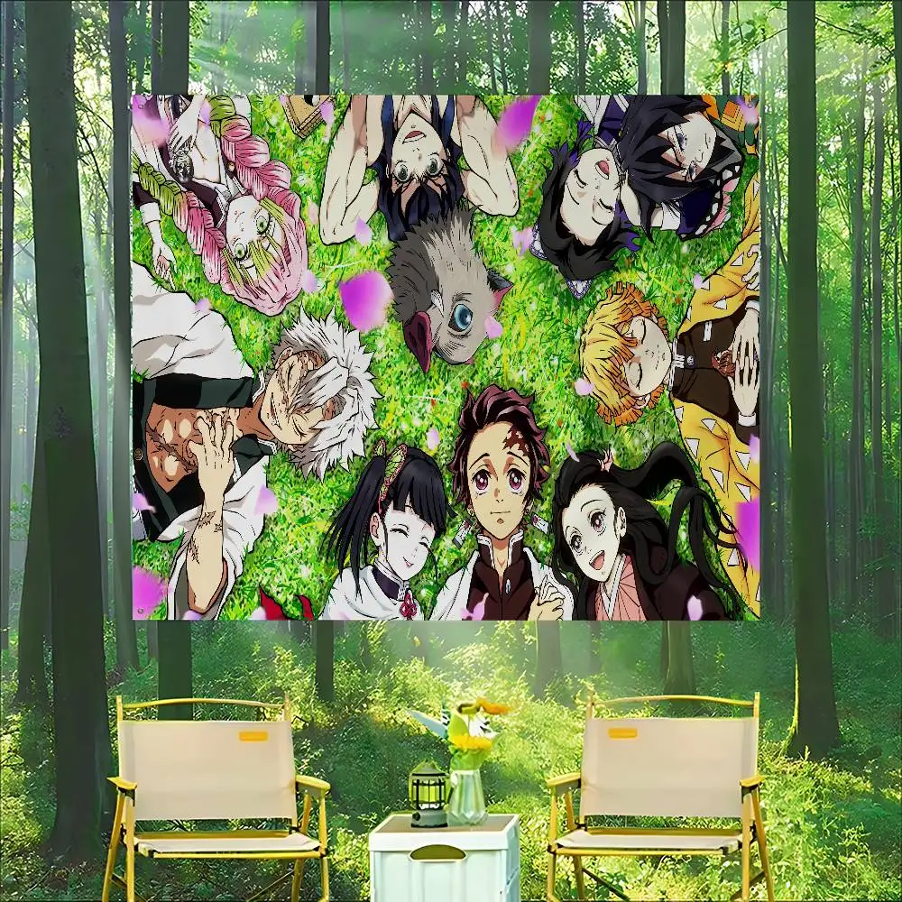 Anime D-DemonS Slayer Creative Pattern Hanging Flag Polyester Printed Banner Hand Pulled Flag