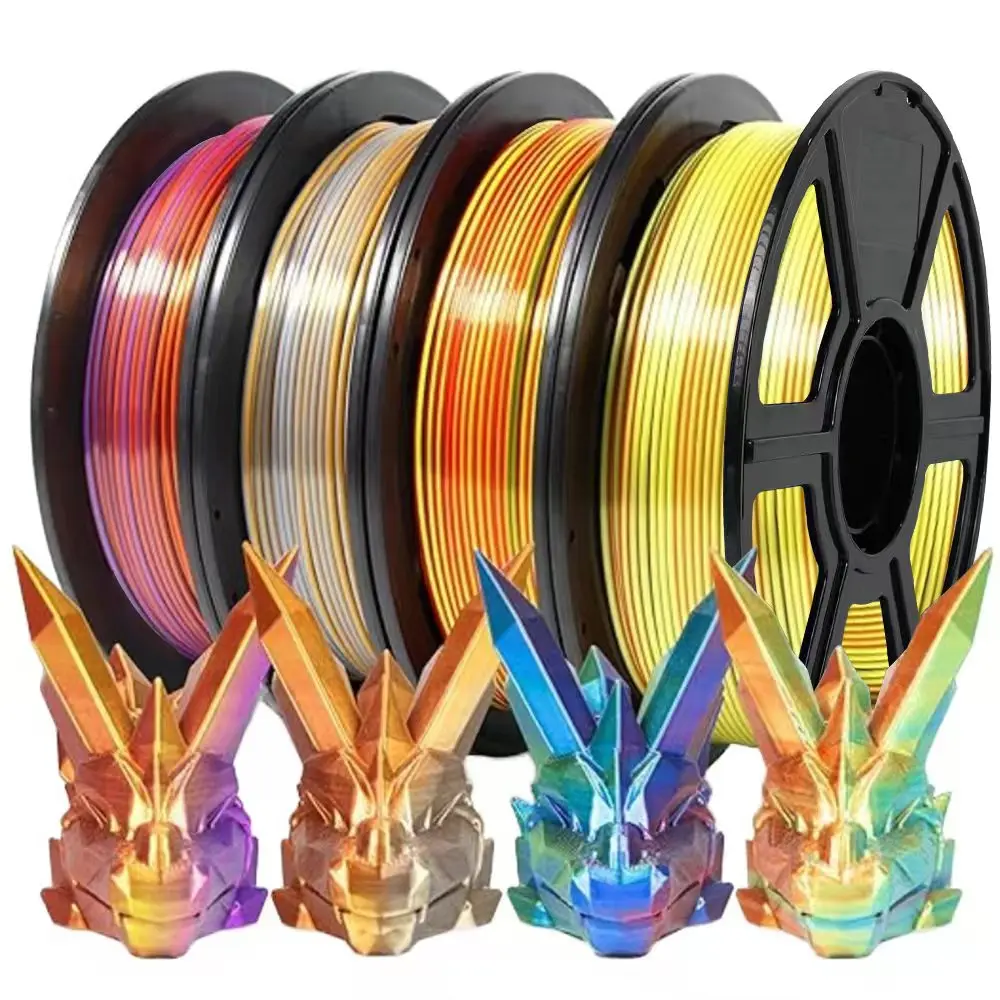 

Tri-colors Filament Silk PLA 1.75mm 1kg 500g 250g Triple PLA Filament Gold Red Green Blue 3D FDM Printer Material Multicolor New