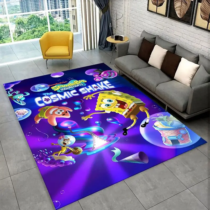Cute S-SpongeBob Cartoon Non-Slip Area Rug for Living Room,Bedroom,Playroom,Soft Carpet Floor Mat Home Decor Rug Kids Room Gift