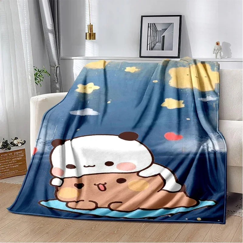 

Cartoon Print Bear and Pa Blanket Cute Bubu Dudu Series Kids Carpet Warm Soft Comfortable Flannel Blanket Home Bed