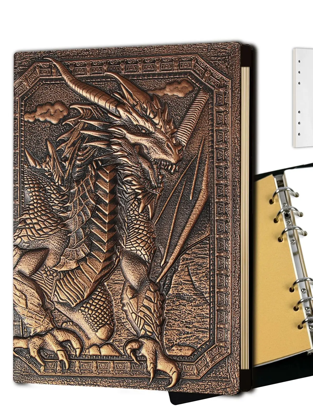 DND Journal Notebook,Unique 400 Page Book with 3D Embossed Leather for dungeons and dragons D&D dice accessories