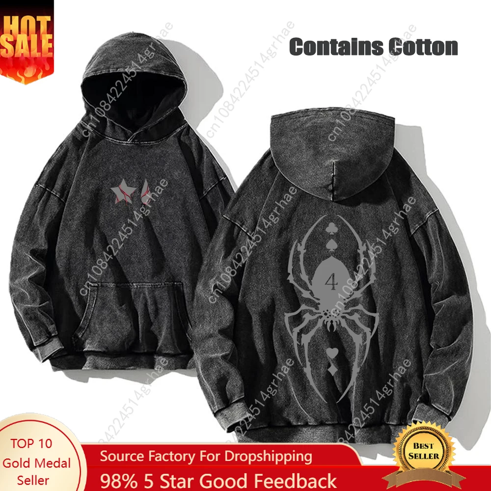 

Anime Hunter X Hunter Washed Hoodies Manga Printed Hoodies For Men Harajuku Pullover Contains Cotton Sweatshirts Clothing Unisex