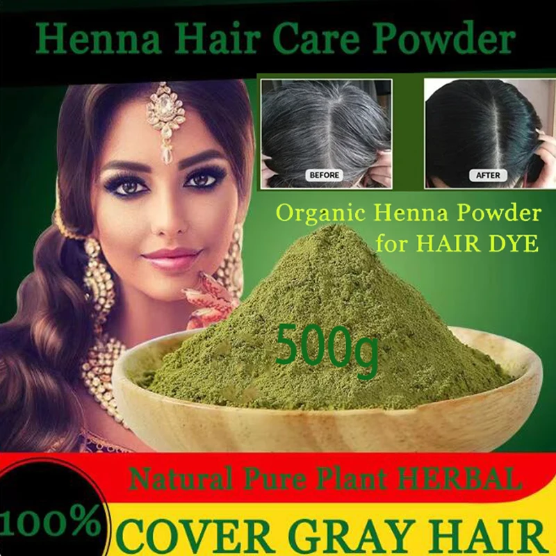 Tinte para el cabello en polvo de Henna de planta pura Natural, 500/250g, para cubrir el cabello blanco, nutritivo y cuidado del cabello, polvo de índigo marrón y negro Original