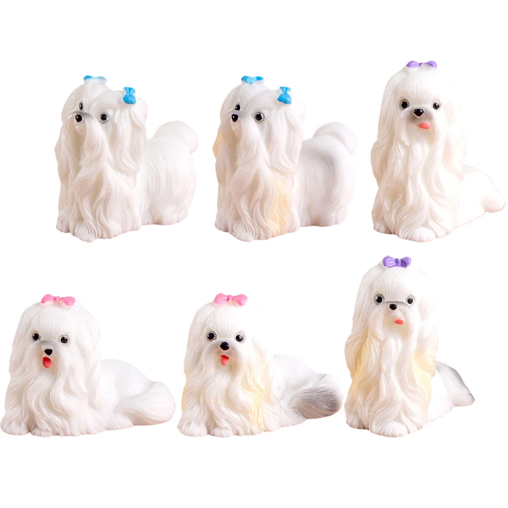 

Micro Landscape Mini Puppy Decorative Resin Gardening Landscaping Accessories (6 Maltese Dog Models) 6pc Animal Figurines