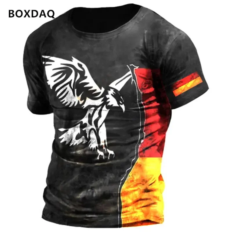 German Flag Men's Fashion T-Shirts Short Sleeve Eagle 3D Print Street Male T Shirt 6XL Plus Size Man Clothing Loose Casual Tops