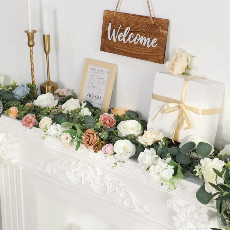 ABGR-2 pacote 1.8m artificial eucalipto guirlanda guirlanda faker prata dólar vegetação guirlanda videiras corredor de mesa