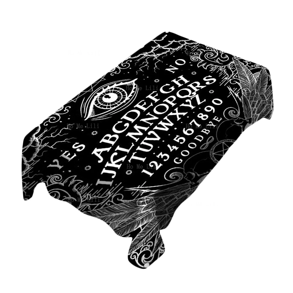 Dark Magic Mystical Gothic Ouija Board Black Cat Witch Communicate With The Soul Vintage Poster Rectangular Tablecloth