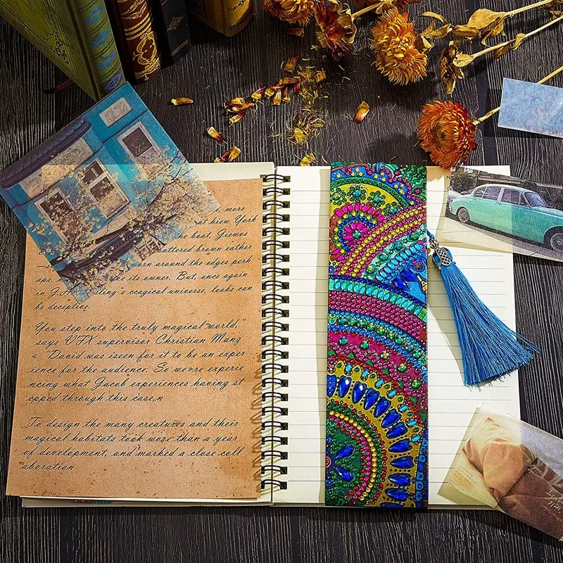 6 Pcs 5D Diamond Bookmark DIY Painting Bookmark Leather Tassel Bookmark For DIY Making Arts Crafts Students Adults